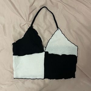 Colorblock Halter Crop Top